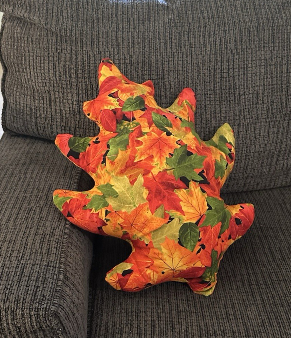 Handmade Leaf Fall Accent Decor Pillow Orange Leaves 18"